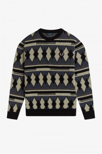 Pulover gros din jacquard tricotat