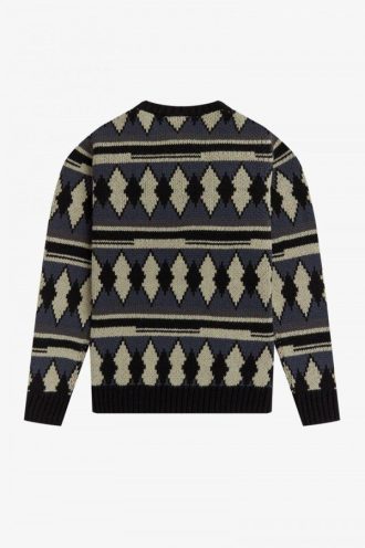 Pulover gros din jacquard tricotat