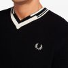 Pulover tricotat cu decolteu în V și vârfuri abstracte Pulover tricotat cu decolteu în V și vârfuri abstracte