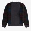 Pulover tricotat cu împletitură și panouri tartan Pulover tricotat cu împletitură și panouri tartan