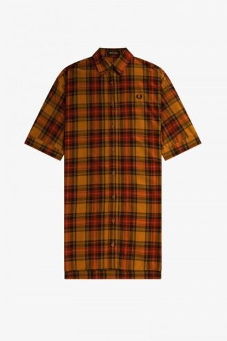 Rochie cămașă tartan cu tiv în trepte