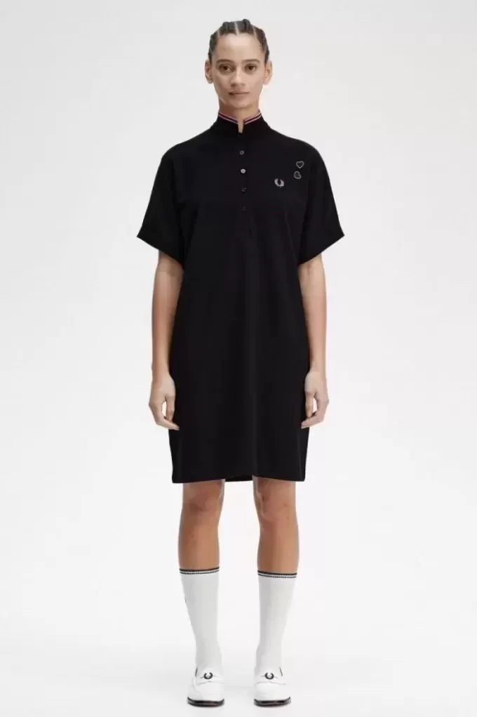 Rochie de damă cu cămașă piqué și vârfuri