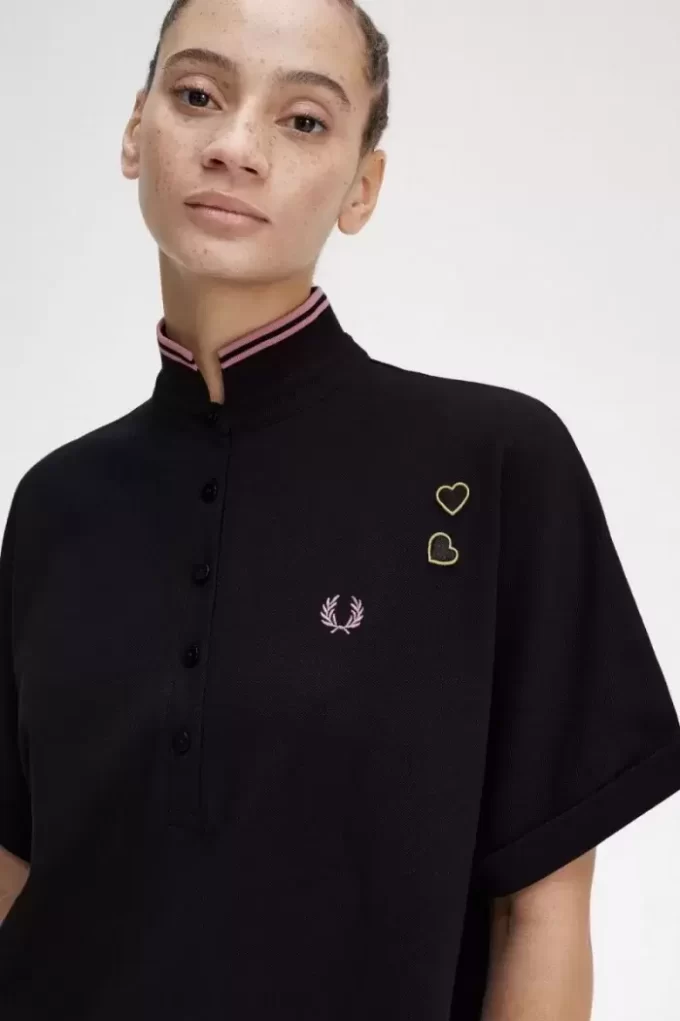 Rochie de damă cu cămașă piqué și vârfuri