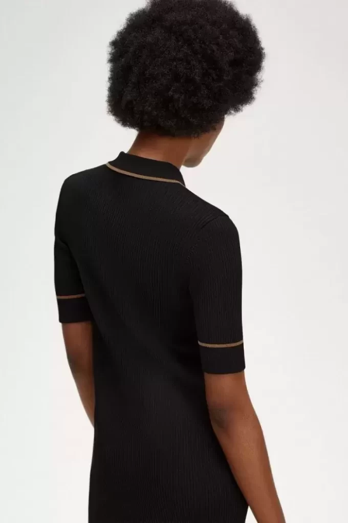 Rochie de damă cu cămașă tricotată cu nervuri Rochie de damă cu cămașă tricotată cu nervuri