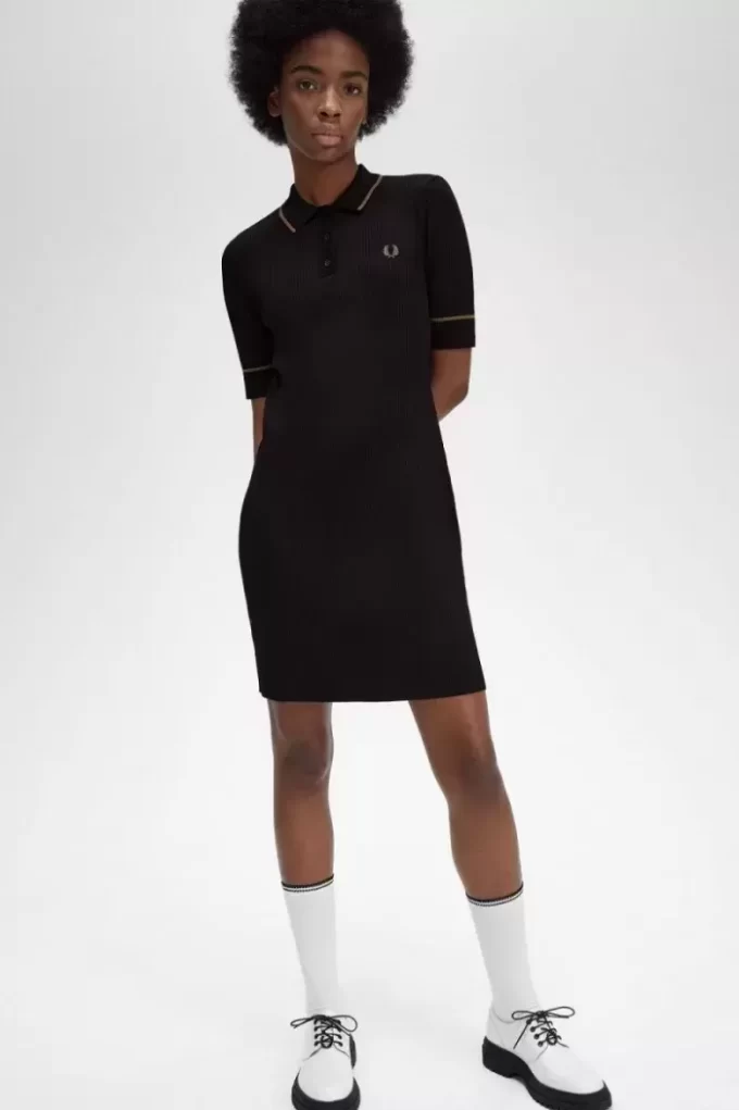 Rochie de damă cu cămașă tricotată cu nervuri Rochie de damă cu cămașă tricotată cu nervuri