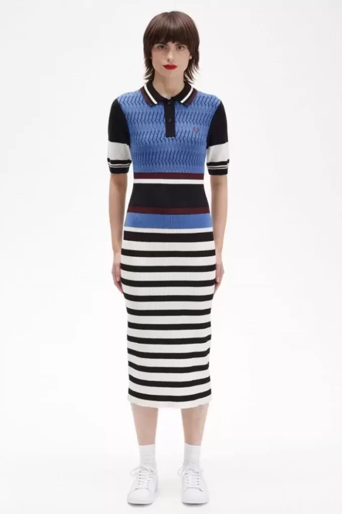 Rochie de damă cu dungi tricotate Jacquard