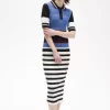 Rochie de damă cu dungi tricotate Jacquard