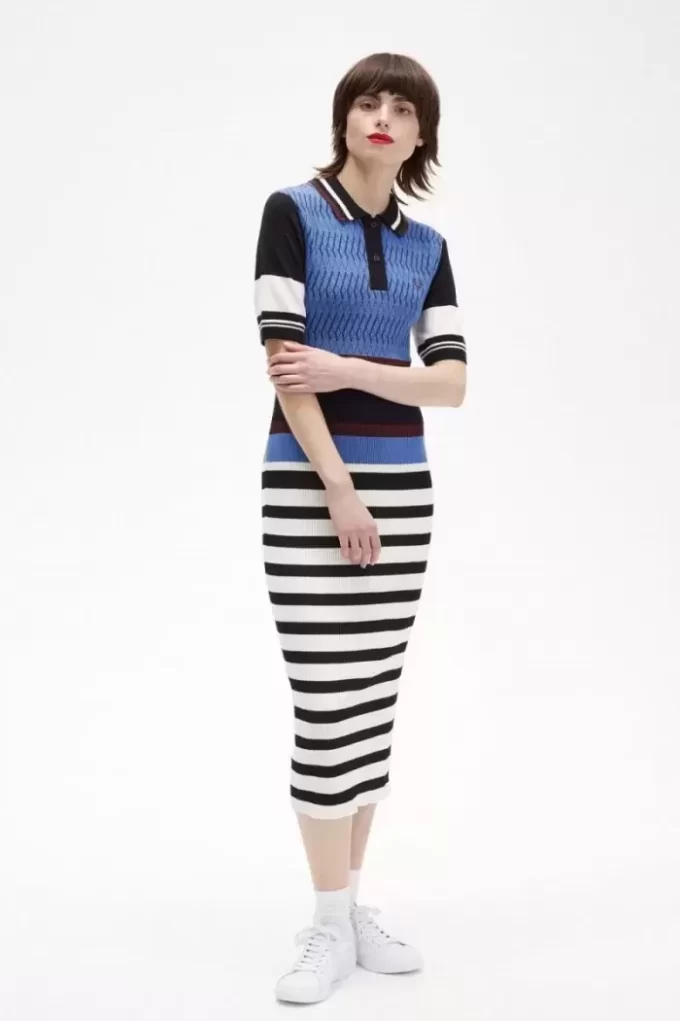 Rochie de damă cu dungi tricotate Jacquard