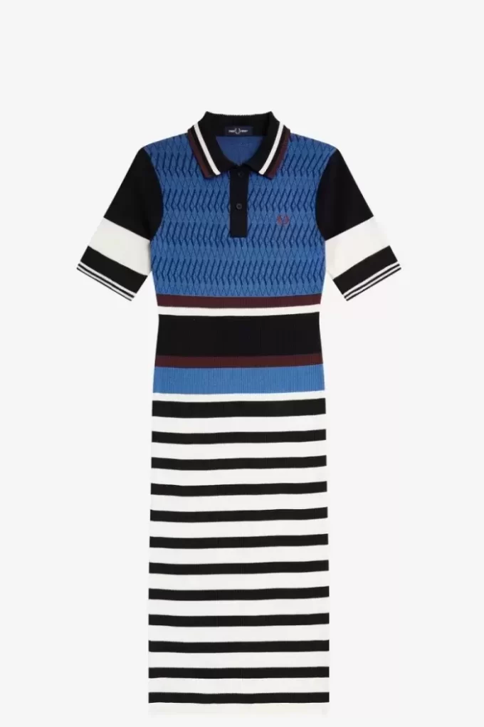 Rochie de damă cu dungi tricotate Jacquard