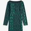 Rochie de damă cu imprimeu de șarpe și umeri goi Rochie de damă cu imprimeu de șarpe și umeri goi