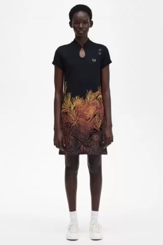 Rochie de damă cu imprimeu de palmier piqué
