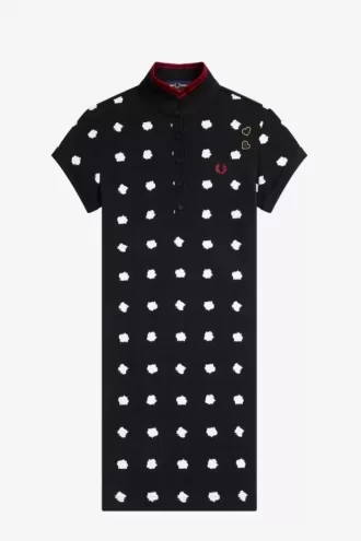 Rochie de damă cu imprimeu piqué și buline