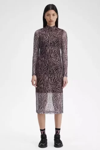Rochie de damă cu imprimeu zebră din plasă