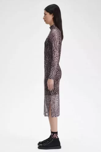 Rochie de damă cu imprimeu zebră din plasă