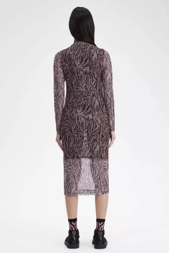 Rochie de damă cu imprimeu zebră din plasă Rochie de damă cu imprimeu zebră din plasă