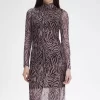 Rochie de damă cu imprimeu zebră din plasă Rochie de damă cu imprimeu zebră din plasă