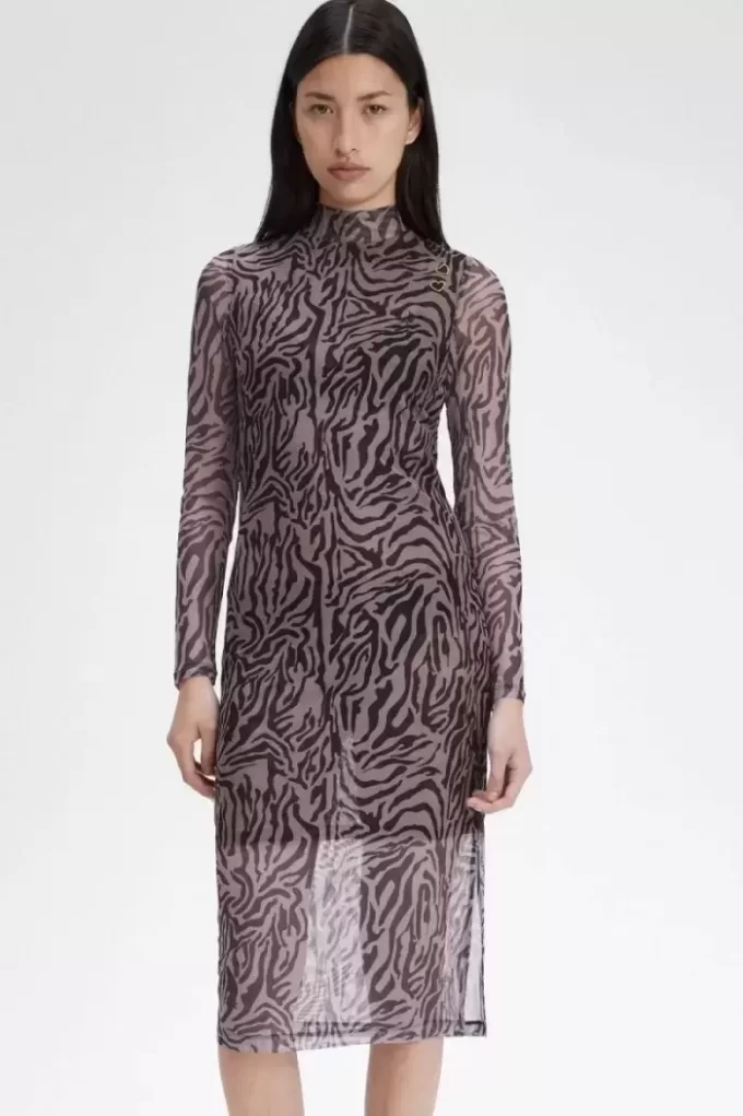 Rochie de damă cu imprimeu zebră din plasă Rochie de damă cu imprimeu zebră din plasă
