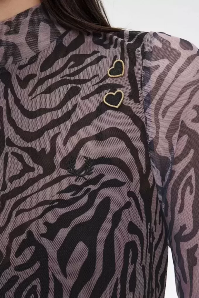 Rochie de damă cu imprimeu zebră din plasă Rochie de damă cu imprimeu zebră din plasă