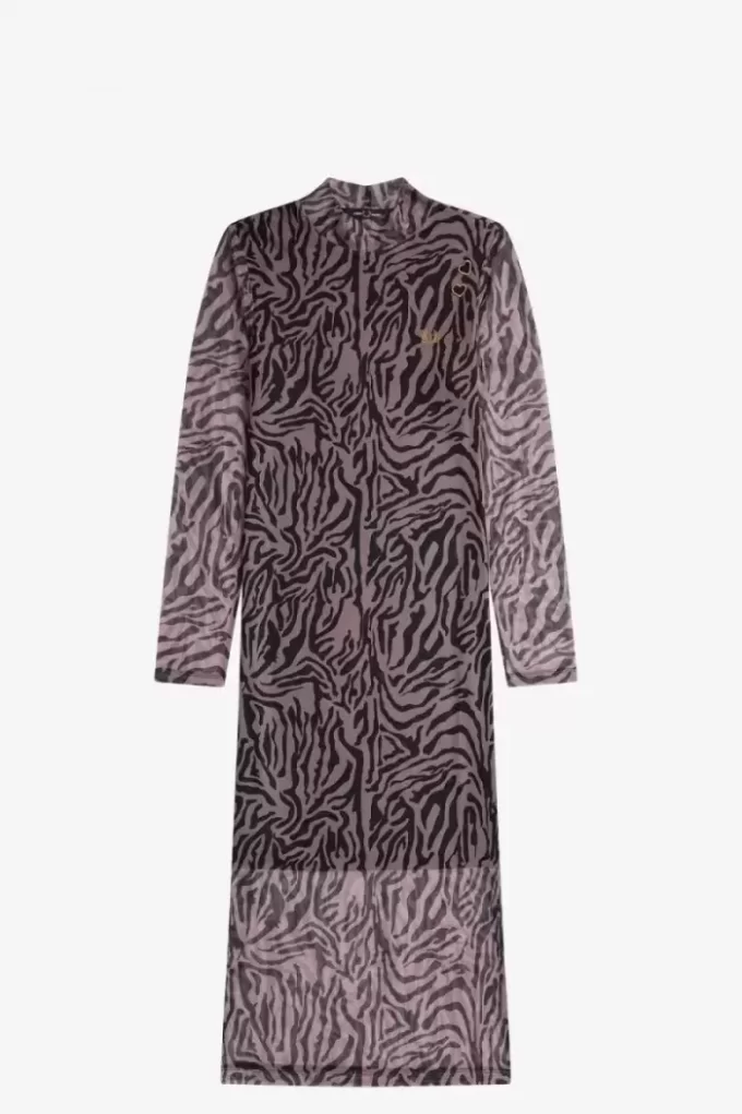 Rochie de damă cu imprimeu zebră din plasă Rochie de damă cu imprimeu zebră din plasă