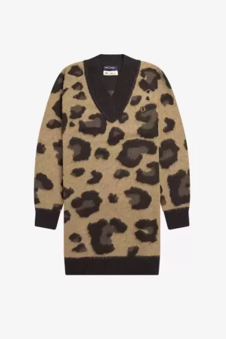 Rochie de damă tricotată cu imprimeu leopard Rochie de damă tricotată cu imprimeu leopard
