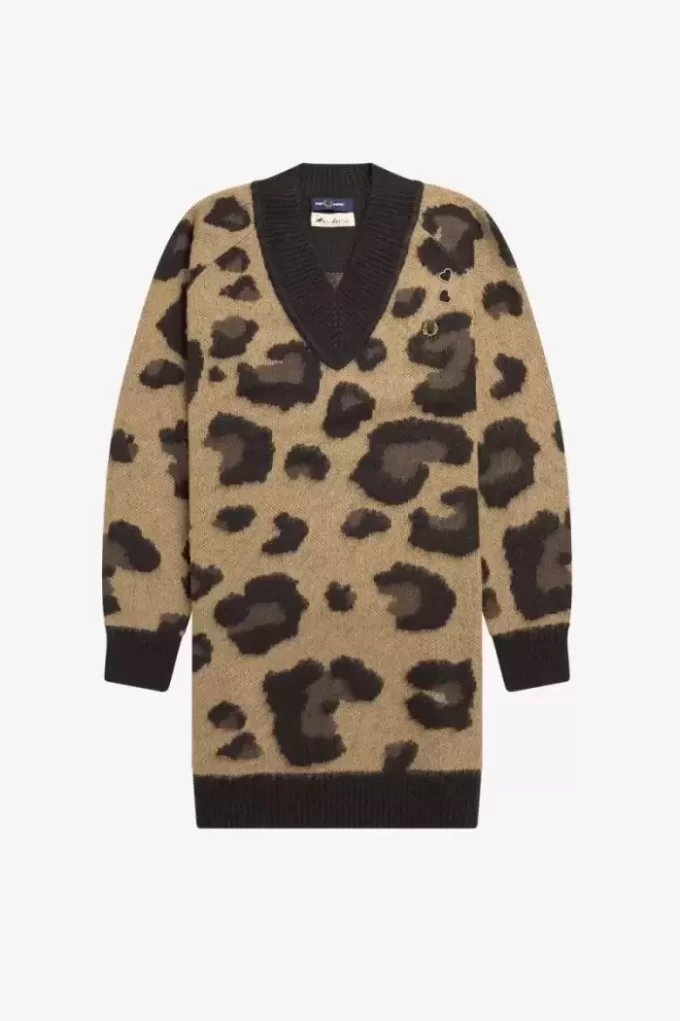 Rochie de damă tricotată cu imprimeu leopard Rochie de damă tricotată cu imprimeu leopard