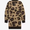 Rochie de damă tricotată cu imprimeu leopard Rochie de damă tricotată cu imprimeu leopard