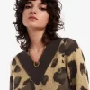 Rochie de damă tricotată cu imprimeu leopard Rochie de damă tricotată cu imprimeu leopard