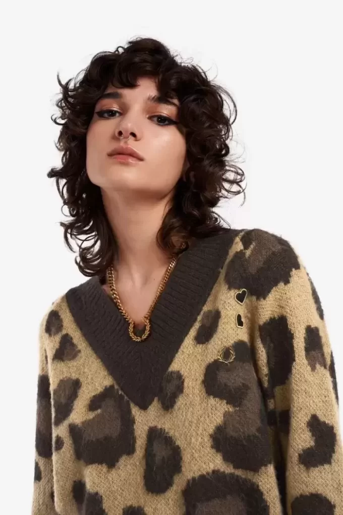 Rochie de damă tricotată cu imprimeu leopard Rochie de damă tricotată cu imprimeu leopard
