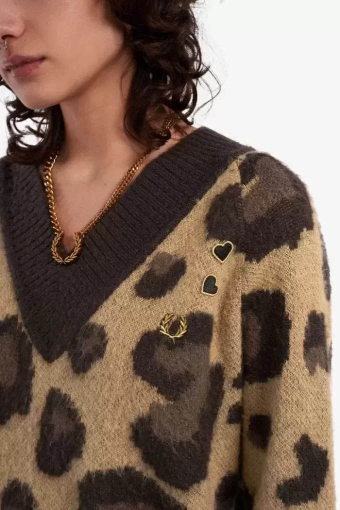 Rochie de damă tricotată cu imprimeu leopard Rochie de damă tricotată cu imprimeu leopard