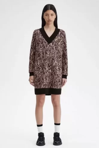 Rochie de damă tricotată cu model zebră