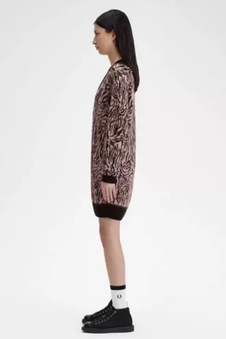 Rochie de damă tricotată cu model zebră