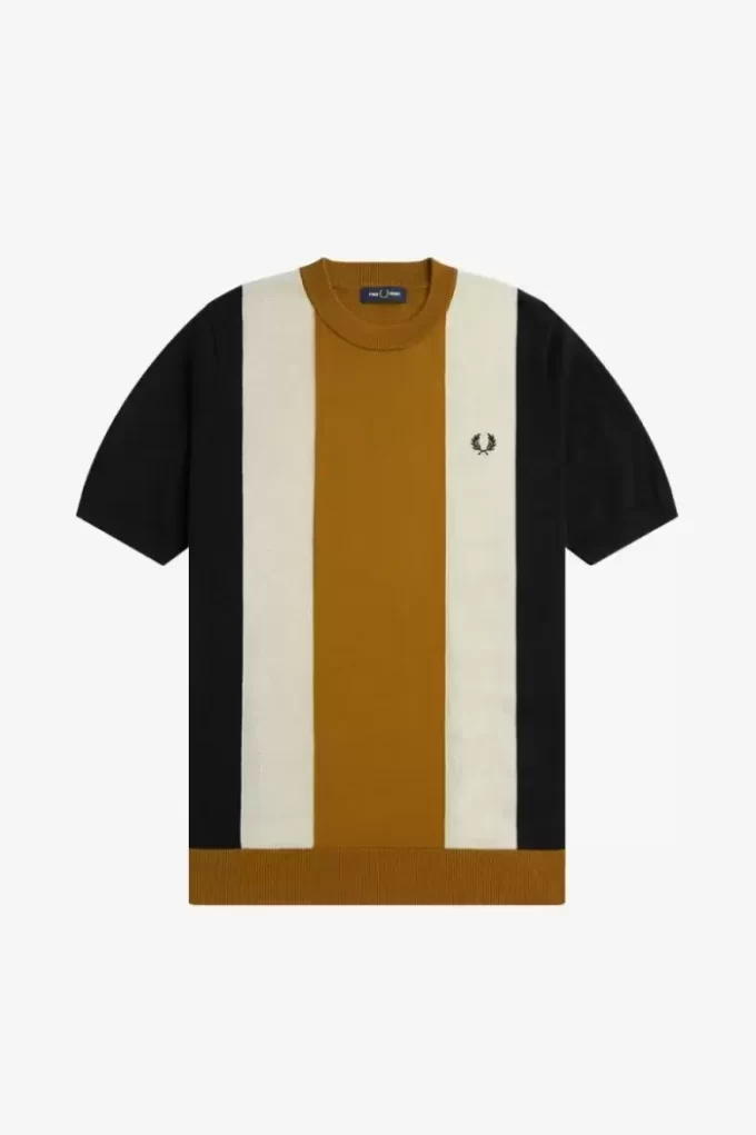 Tricou bărbătesc cu dungi, tricotat fin Tricou bărbătesc cu dungi, tricotat fin
