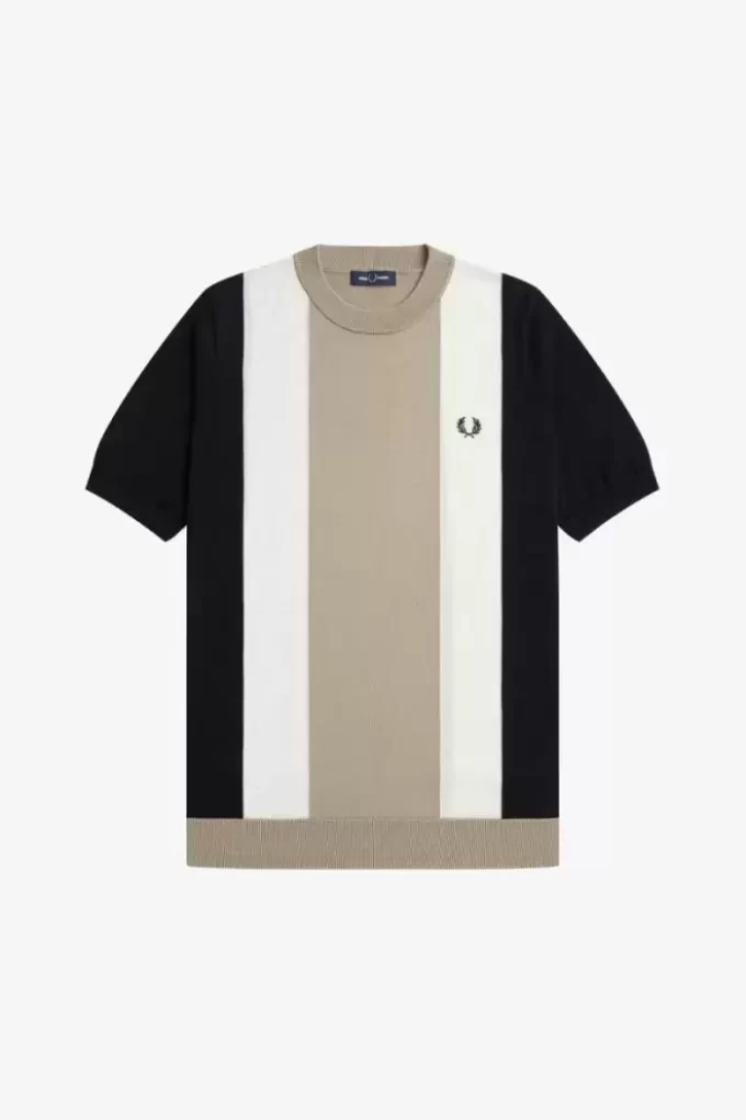 Tricou bărbătesc cu dungi, tricotat fin Tricou bărbătesc cu dungi, tricotat fin
