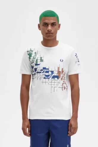 Tricou bărbătesc cu imprimeu grilă