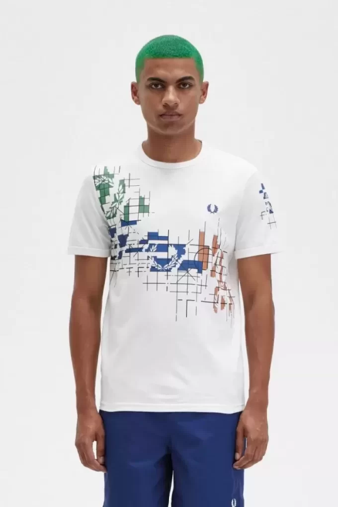 Tricou bărbătesc cu imprimeu grilă Tricou bărbătesc cu imprimeu grilă