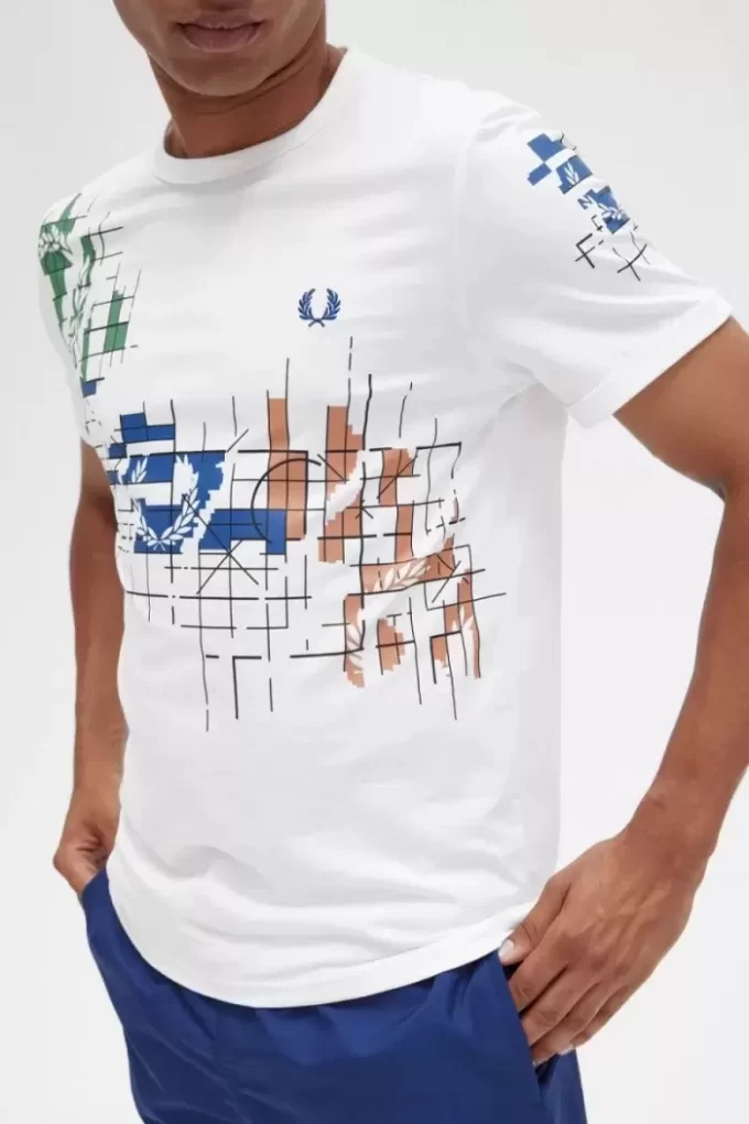 Tricou bărbătesc cu imprimeu grilă Tricou bărbătesc cu imprimeu grilă