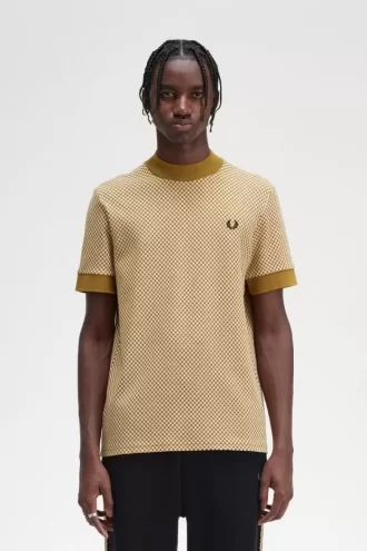 Tricou bărbătesc cu imprimeu micro-chequerboard