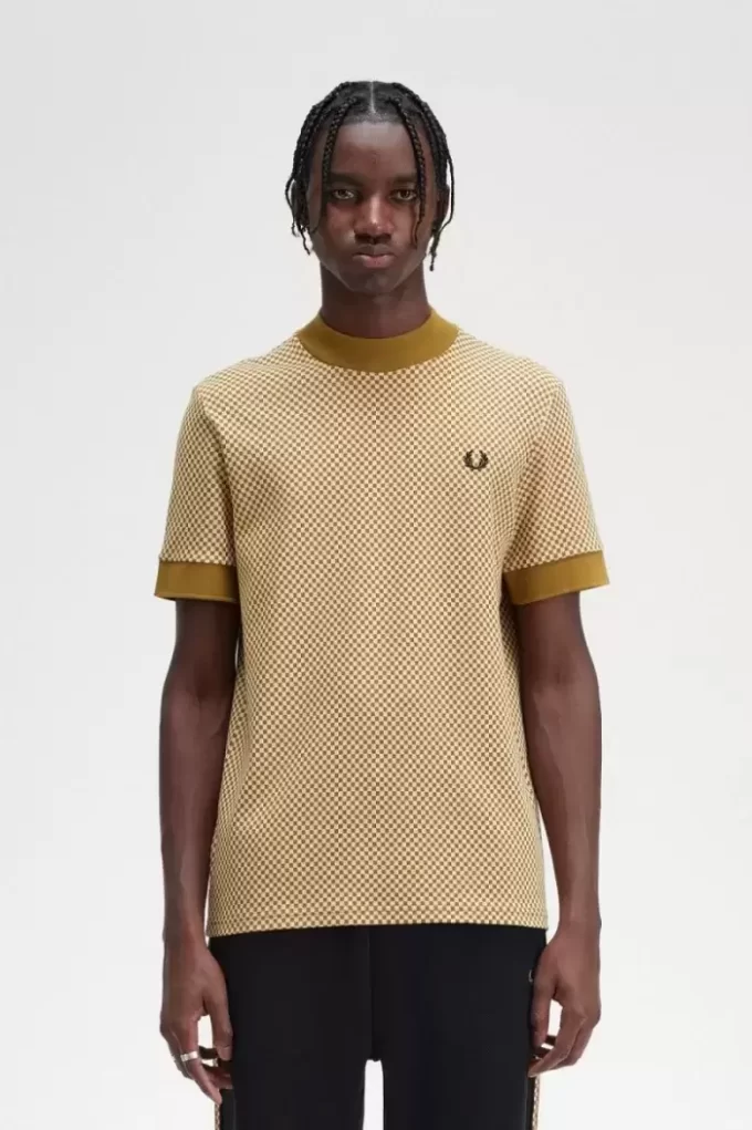 Tricou bărbătesc cu imprimeu micro-chequerboard Tricou bărbătesc cu imprimeu micro-chequerboard