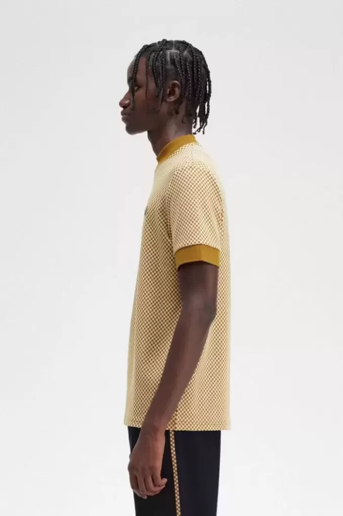 Tricou bărbătesc cu imprimeu micro-chequerboard Tricou bărbătesc cu imprimeu micro-chequerboard