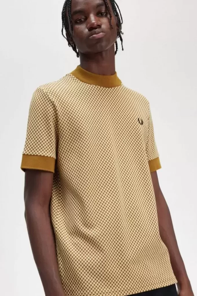 Tricou bărbătesc cu imprimeu micro-chequerboard Tricou bărbătesc cu imprimeu micro-chequerboard