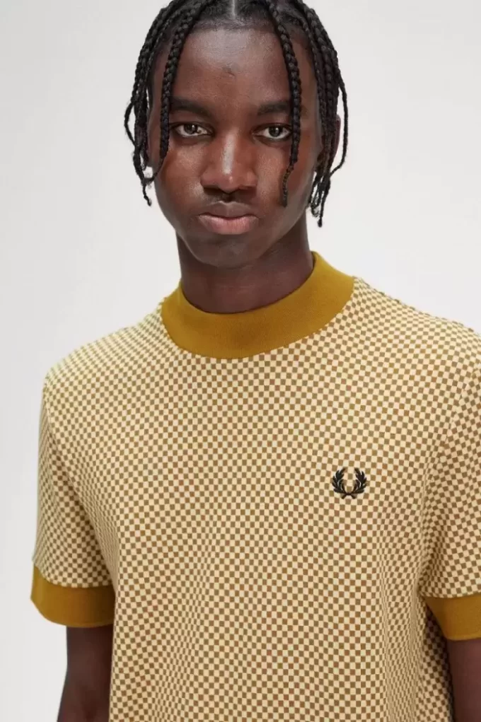 Tricou bărbătesc cu imprimeu micro-chequerboard Tricou bărbătesc cu imprimeu micro-chequerboard
