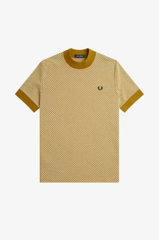Tricou bărbătesc cu imprimeu micro-chequerboard Tricou bărbătesc cu imprimeu micro-chequerboard