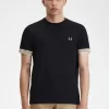Tricou bărbătesc cu manșetă în dungi Tricou bărbătesc cu manșetă în dungi