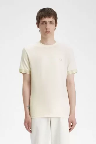 Tricou bărbătesc cu manșetă în dungi