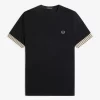Tricou bărbătesc cu manșetă în dungi Tricou bărbătesc cu manșetă în dungi
