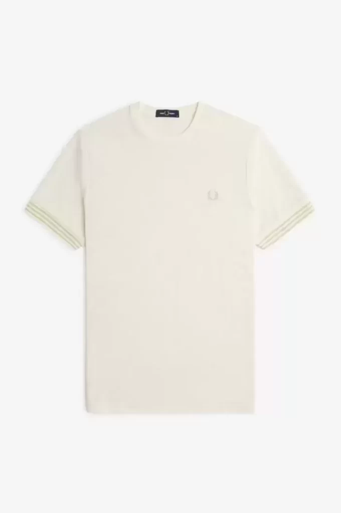 Tricou bărbătesc cu manșetă în dungi Tricou bărbătesc cu manșetă în dungi