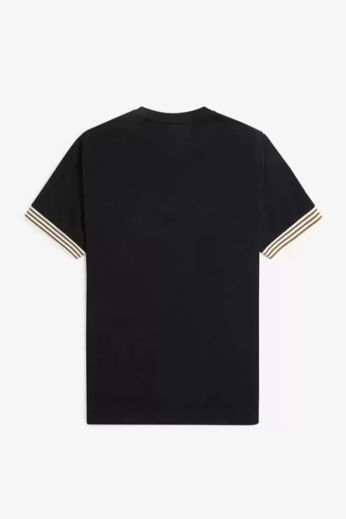 Tricou bărbătesc cu manșetă în dungi Tricou bărbătesc cu manșetă în dungi