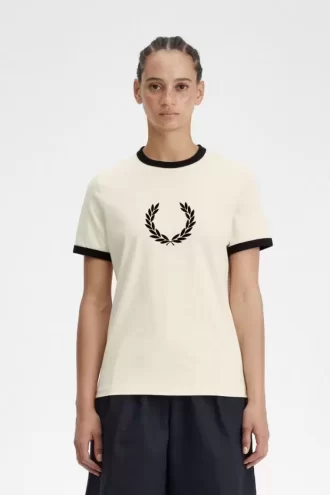 Tricou de damă cu coroană de laur și imprimeu plușat