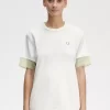 Tricou de damă cu garnitură transparentă din piqué Tricou de damă cu garnitură transparentă din piqué