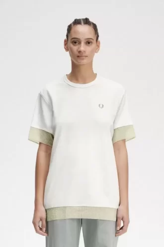 Tricou de damă cu garnitură transparentă din piqué
